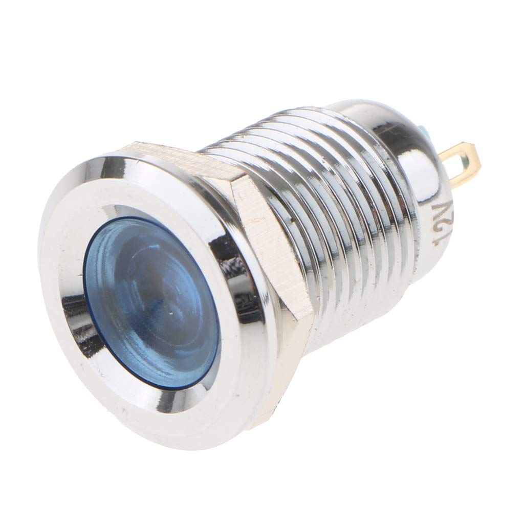 Baosity Colorfast 12mm 12V Waterproof LED Metal Indicator Blue Light Lamp - Type B