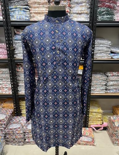 Image of FOXDX Men's Traditional Cotton Floral Printed Only Kurta