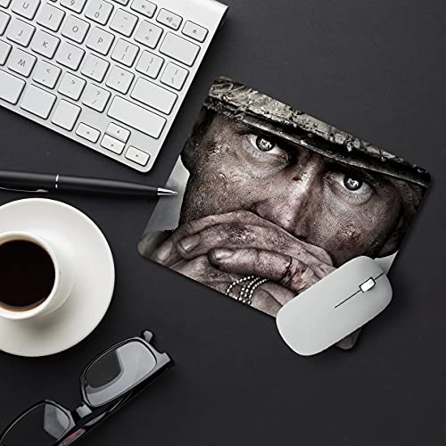 Image of Chiraiyaa Military Man Thinking Designer Printed Premium Mouse pad with Anti-Skid Base and Smooth Gliding (9 in x 7.5 in)