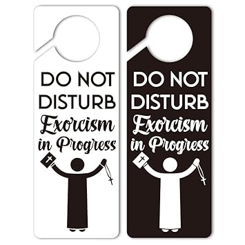 Funny Exorcism In Session Door Hanger Sign, 2 Pack(Double Sided) Please Do Not Disturb, Funny Office Decoration, Ideal for Offices, Spa Treatment, Law Firms, Clinics, Hotels or During Therapy, Counseling Sessions