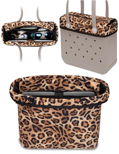 Nyton Organizer Insert Only Compatible with Bogg Bag Original Medium Beach Bag Organizer with Zipper Lid (Leopard Medium)