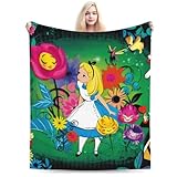 Alice Blanket Wonderland Ultra-Soft Flannel Fleece Throw Blanket for Couch Sofa Bed Living Room Gifts (50x40 in)