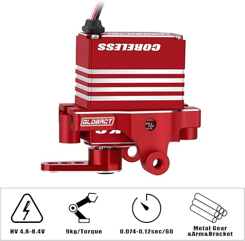 Miniatura 2 de GLOBACT para TRX4M Servo 19.8 lbs Servo Digital de alto par Servo Motor sin núcleo Servo HV 4.8V-8.4V con Servo Montaje y brazo y enlace de