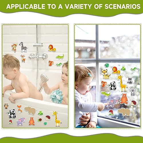 Marforever 125-5146 50 Pcs Jungle Animals Window Gel Clings Stickers Removable And Reusable Window Clings Decals Thick Gel Clings For Adults Kids Classroom Nursery Home Zoo Animals Party Supplies Decorations thumb #2