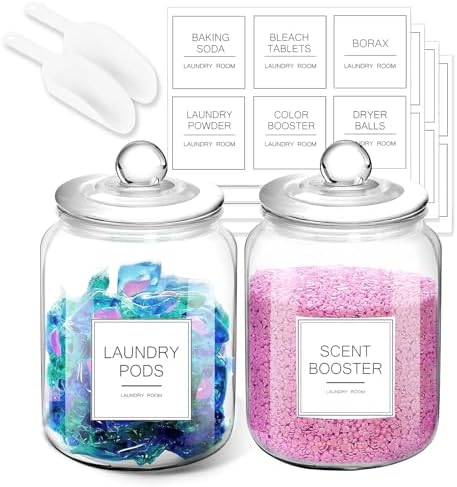 Laundry Pods Glass Jars - Half Gallon Airtight Containers with Sc...