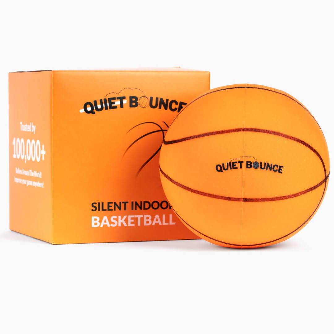 QBOUNCE Silent Basketball - Quiet Bouncing Basketball for Indoor Play (2.0 Version) Premium Bounce & Safe PRO Regulation Grooved Design (Standard)
