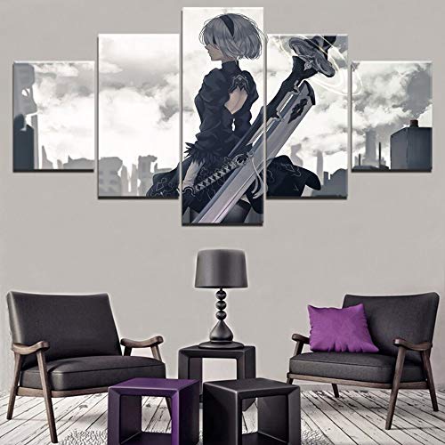 HGFHGD 5 Canvas Painting Girl Dajian Living Room Bedroom HD Print Picture Wall Painting Works Home Decoration Wall Art