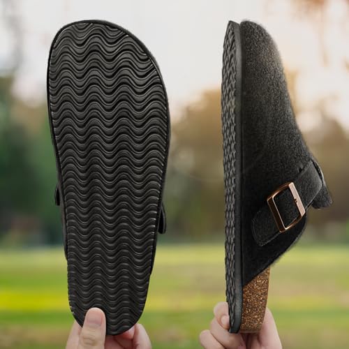 Image of KEMISANT Men Clogs-Comfortable Suede Mules Slippers Sandals Nurse Potato Shoes Unisex-Cushioned Cork-Footbed