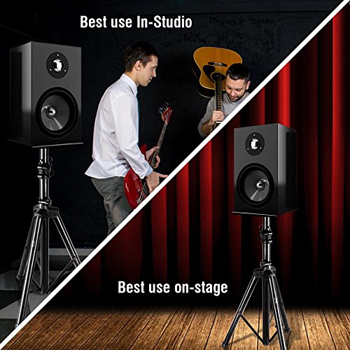 Pyle PSTND32 Dual Studio Monitor 2 Speaker Stand Mount Kit - Heavy Duty Tripod Pair And Height Adjustable From 34 Inch To 53 Inch W/Metal Platform Base thumb #5