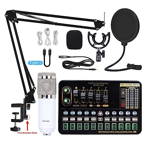 Kit de Carte Son Microphone à condensateur Professionnel BM 800 Carte Son sans Fil Bluetooth V10 Pro pour PC, Ordinateur, téléphone, karaoké, Chant en Direct, Configuration du Studio de Jeu pour l'e