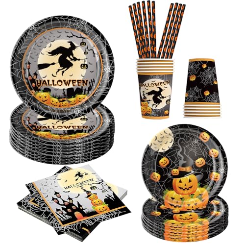 ASSUGO Halloween Geschirr 50-teiliges Set, Partygeschirr aus...