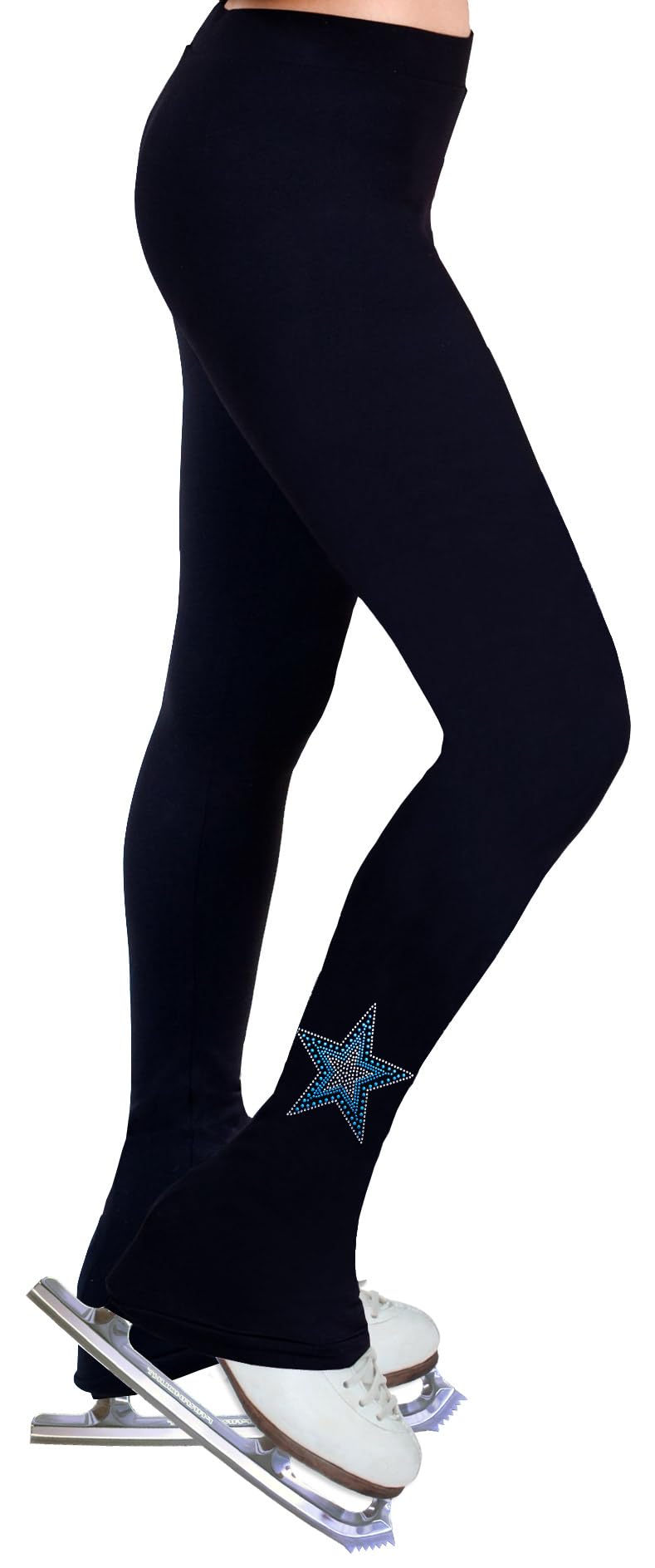 NY2 SPORTSWEAR Figure Skating Practice Pants with Rhinestones R142 - Adult Sizes- (Adult Medium) Black