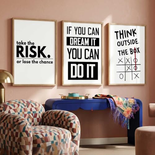 Image of kotart Daily Affirmation Framed Aesthetic Poster inspirational Wall Art with Positive Motivational Quotes Framed Poster for Living Room Bedroom Decor Set Of 3 (35x37 Inch)
