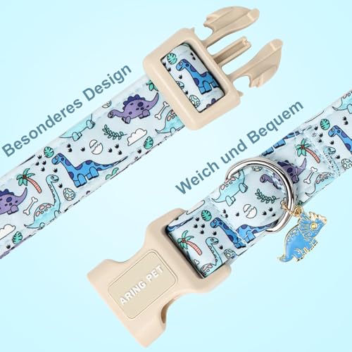 ARING PET Hundehalsband, Niedliches Dinosaurier-Hundehalsband mit Schnellverschluss aus Kunststoffschnalle, Bequemes Halsband aus Baumwolle für Jungen und Mädchen Hunde