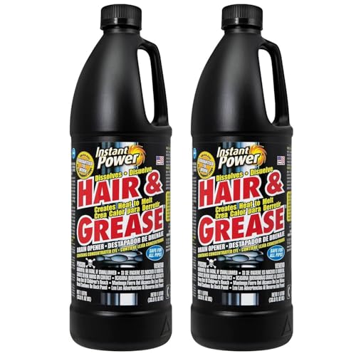 Comparison: Best Liquid Drain Cleaner For Grease 3 Instant Power Hair and Grease Drain Cleaner - Shower Drain & Sink Cleaner, Liquid Clog Remover, Made in USA, Sink Deodorizer - 1 Liter (Pack of 2)