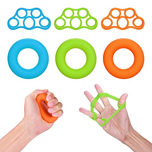 IEsafy Finger Exerciser, Finfer Stretcher Hand Grip Strengthener Trainer Grippers Perfect for Rehabilitation and Athletes (6PCS)
