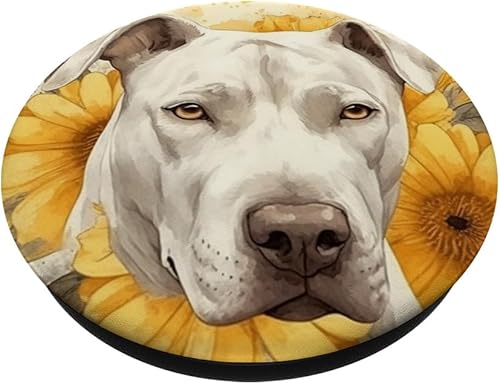 Miniatura 2 de Dogo Argentino Perro Acuarela Girasol PopSockets Estándar PopGrip