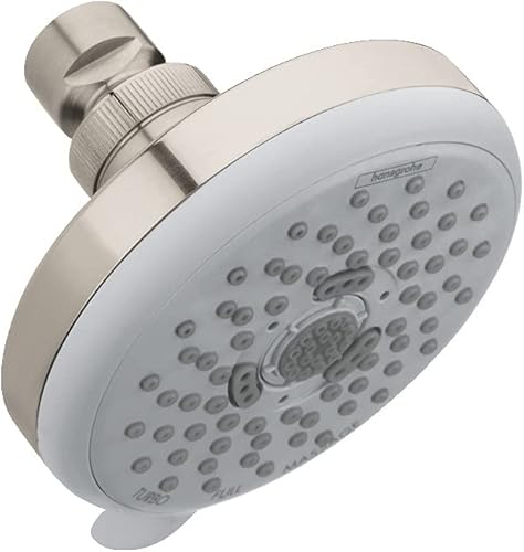 hansgrohe Croma 100 - Cabezal de ducha de 4 pulgadas, flujo bajo, moderno, 3 pulverizadores, masaje pulsante, ahorro intenso de agua turbo con