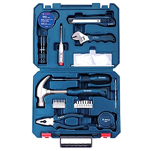Bosch Hand Tool Kit (Blue, 66 Pieces) – Multi-Purpose Set with Hammer, Plier, Cutter, Torch,...