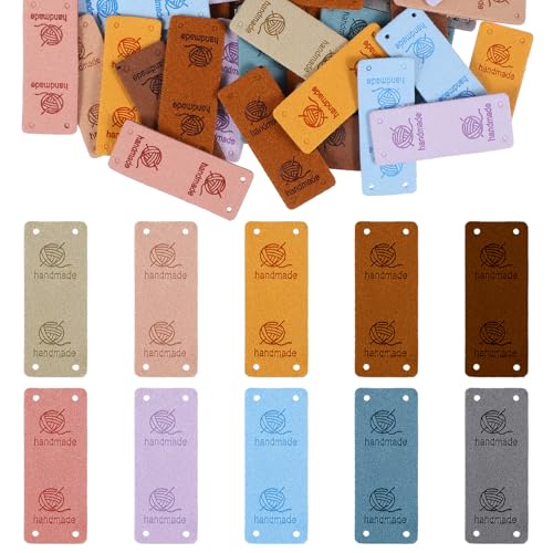 50Pcs PU Leather Handmade Labels for Crochet Items, Handmade Tags for Crochet, Folding Handmade Tags Knit Accessories, Sewing Labels Made with Love Tags for Crochet, 10 Colors, 2x5cm 50Pcs PU Leather Handmade Labels for Crochet Items, Handmade Tags for Crochet, Folding Handmade Tags Knit Accessories, Sewing Labels Made with Love Tags for Crochet, 10 Colors, 2x5cm