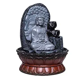 TIED RIBBONS Buddha Water Fountain with LED Light for Home Indoor Decor with Light - Decoration Items for Living Room Hall Bedroom -18 X 18 X 28 Cm (L X B X H)