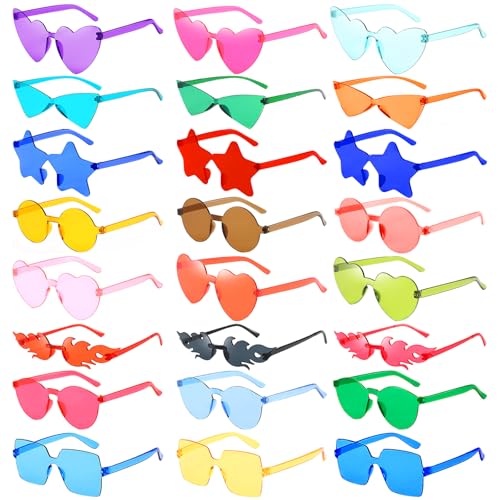 SUNOVELTIES 8/16/24 Mixed Style Rimless Sunglasses Colored Party Glasses Rimless Bachelor Photoshoot Costume Accessories