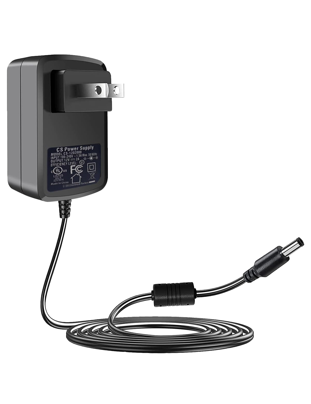 (UL Listed) 12V 2A Power Supply Adapter, AC 100-240V to DC 12V Power Supply for Security Camera, Wall Adapter for CCTV Camera LED Strip Lights Router DVR NVR, 5.5x2.1mm DC Plug Adapter