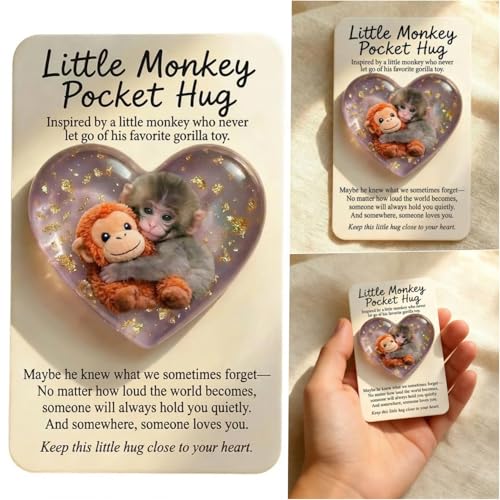 2026 New Punch Monkey Pocket Hug with Gift Card - Emotional Gift for Animal Lovers Family Friends Loved Ones (1PC)