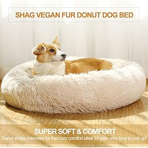   Donut-Dog-Beds-for-Medium-DogsWashable-Large-Dog-Bed-Calming-CuddlerFluffy-Round-Pet-BedFaux-Fur-Small-Cat-Bed