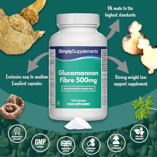 Glucomannan Fibre 500mg Capsules | Supports Weight Loss on an Energy-Restricted Diet | 120 Capsules | Manufactured in The UK in Accordance with GMP Standards - Image 5