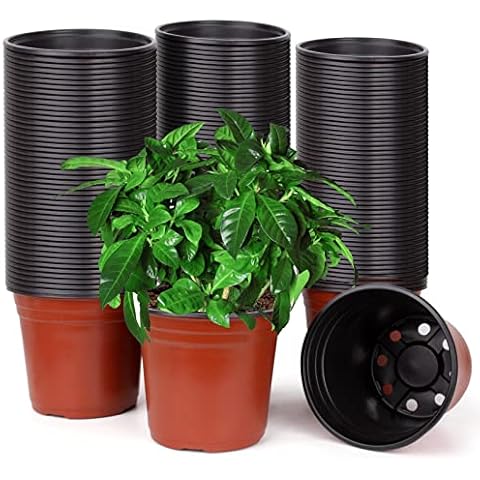 E-KNOW 150 Pcs 15 cm Plastic Plants Nursery Pot/Pots Seedlings Flower Plant Container Seed Starting Pots for Succulents, Seedlings, Cuttings, Transplanting Cover
