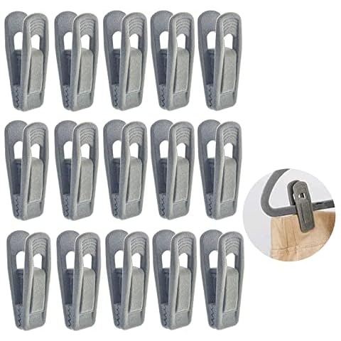 15 Pcs Velvet Hangers Clips Flocked Clips Non-Slip Clips for Matching Hangers Drying Clothes Clipping Pants(Grey) Cover