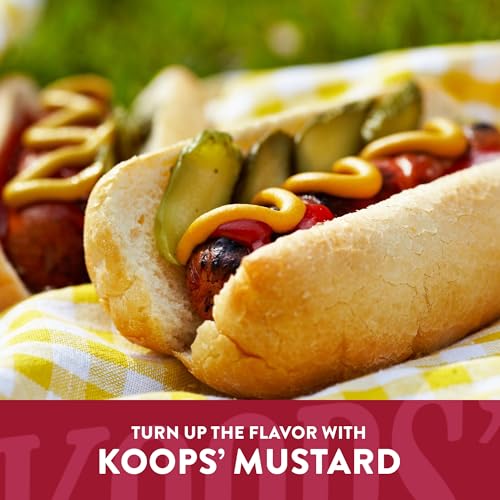 Image of Koops' Dusseldorf & Arizona Heat Mustard - German-Style Bratwurst Mustard, Sweet and Spicy Mustard, Gluten-Free, Kosher, Made in USA, From Quality Mustard Seeds - 12 Oz, Pack of 2