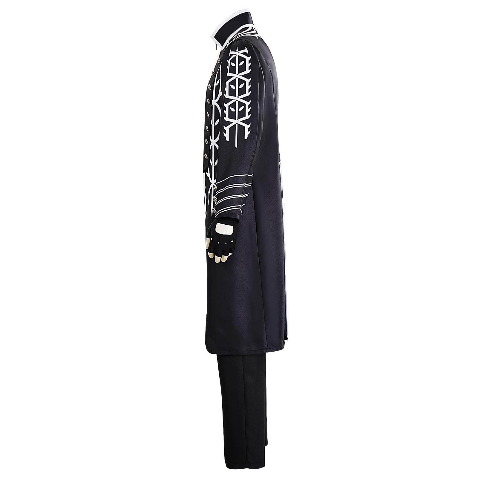 Vergil Costume da diavolo per adulti, per cosplay, nero, con cappotto lungo, gilet, pantaloni, guanti, set completo per Halloween e carnevale