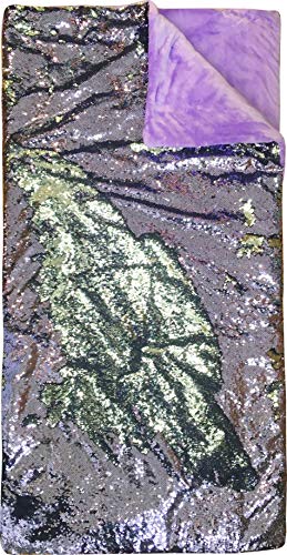 American Kids Super Cozy Reversible Sequin Sleeping Slumber Bag, Royal Plush & Luxurious Dazzle-Purple
