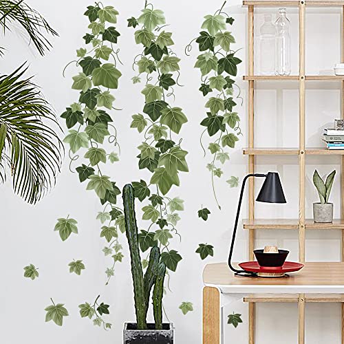 Runtoo Hanging Vine Wall Decals Green Ivy Plant Leaves Wall Stickers for Bedroom Living Room Wall Art Decor