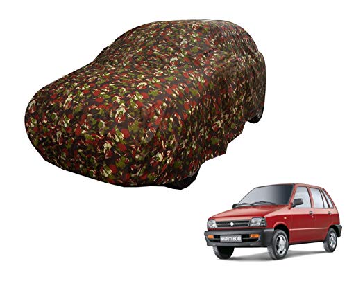 Image of Auto Hub Car Cover Compatible with Maruti 800 with Weather Proof, Triple Stitched, 800 Car Cover Jungle Look