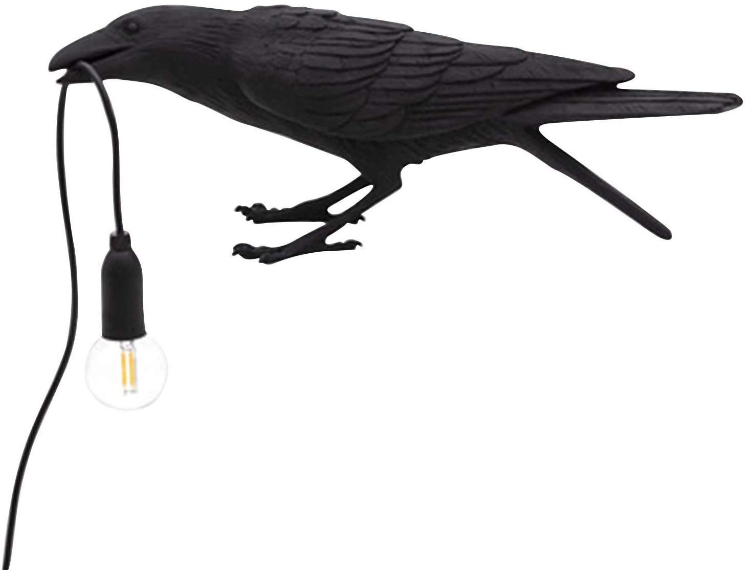 Crow Desk Lamp - Bird Table Lamp, Movable Bedside Lamp, Activity Wall Lamp Light LED Bedroom, Resin Crow Raven Light Wall Sconce Standing Bird Lighting for Living Room Bedroom Office College Dorm (F)