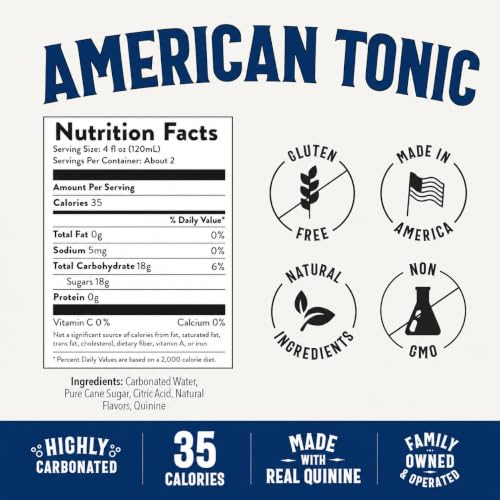 Image of Owen's Premium Non-Alcoholic Sparkling Cocktail and Mocktail Mixer, Drink Mixer for Cocktails, Mocktails, and Party Beverage, 24 Pack of 8.2 fl oz Cans (American Tonic)