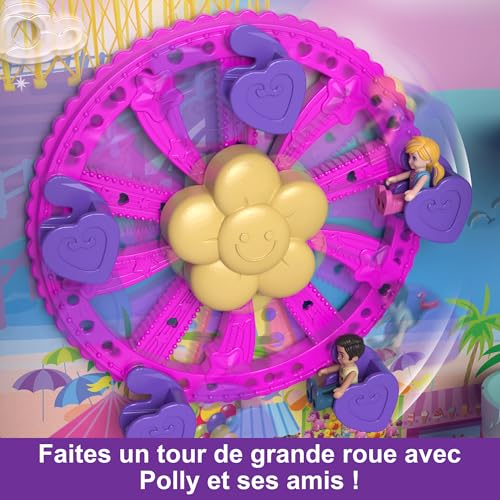 Polly Pocket Coffret Valise Pollyville, Jeu Valise Touristique avec 5 Zones De Jeu, Comprend 4 Figurines Et 1 Véhicule Pocket, Plus 25 Accessoires Inclus, Jouet pour Enfant de 4 Ans et Plus, HKV43