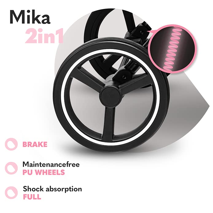 LIONELO Mika 2in1 Kombikinderwagen. Babywanne, Kinderwagen, Buggy. Regenschutz, Schultergurt zum Transport, Matratze, Moskitonetz, Fußabdeckung, wasserdichtes Material, Gummiräder (GREEN FOREST)