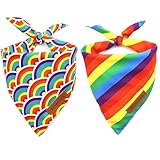 Realeaf Pride Dog Bandanas 2 Pack, LGBT LGBT+ Rainbow Scarves Bibs for Dogs, Premium Durable Fabric, Triangle Reversible Bandana for Small Medium Large and Extra Large Dogs Pets (Pride Day, X-Large)