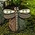 Rezpuao Garden Statue Dragonfly,Solar Dragonfly Decor for Outdoor,Resin Dragonflies Figurine with Solar Light for Patio,Balcony,Yard,Lawn Ornament,Perfect Garden Gift