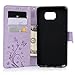 Note 5 Case,Galaxy Note 5 Case - Wallet Case Folio Kickstand Case 3D Embossed Butterfly PU Leather Case Shockproof Soft TPU Bumper Slim Protective Card Slot Hand Strap Cover by Badalink - Light Purple