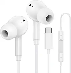 Fones de ouvido USB C com fio para iPhone 16 Pro Max 16e 16 Plus 16Pro 15 Pro Max 15 Plus 15Pro 15 Pro 15 USBC Fones de ouvido intra-auriculares com fio tipo C iPhone 16 fones de ouvido com microfone