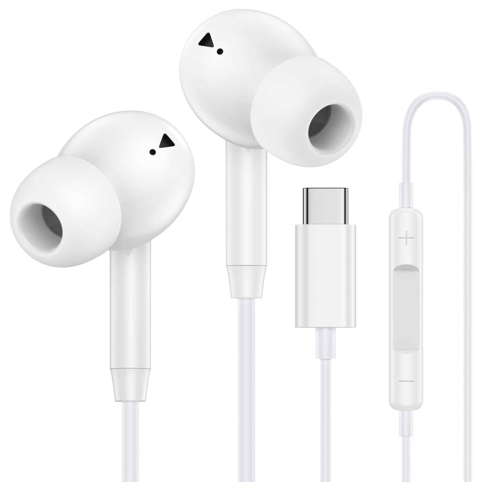 USB C Wired Earbuds Ear Buds for iPhone 17 16 Pro Max 16e 16 Plus 16Pro 15 Pro Max 15 Plus 15Pro 15 USBC in-Ear Headphones Wired Type C iPhone 16 Earbud Earphones Headsets with Microphone for Samsung White