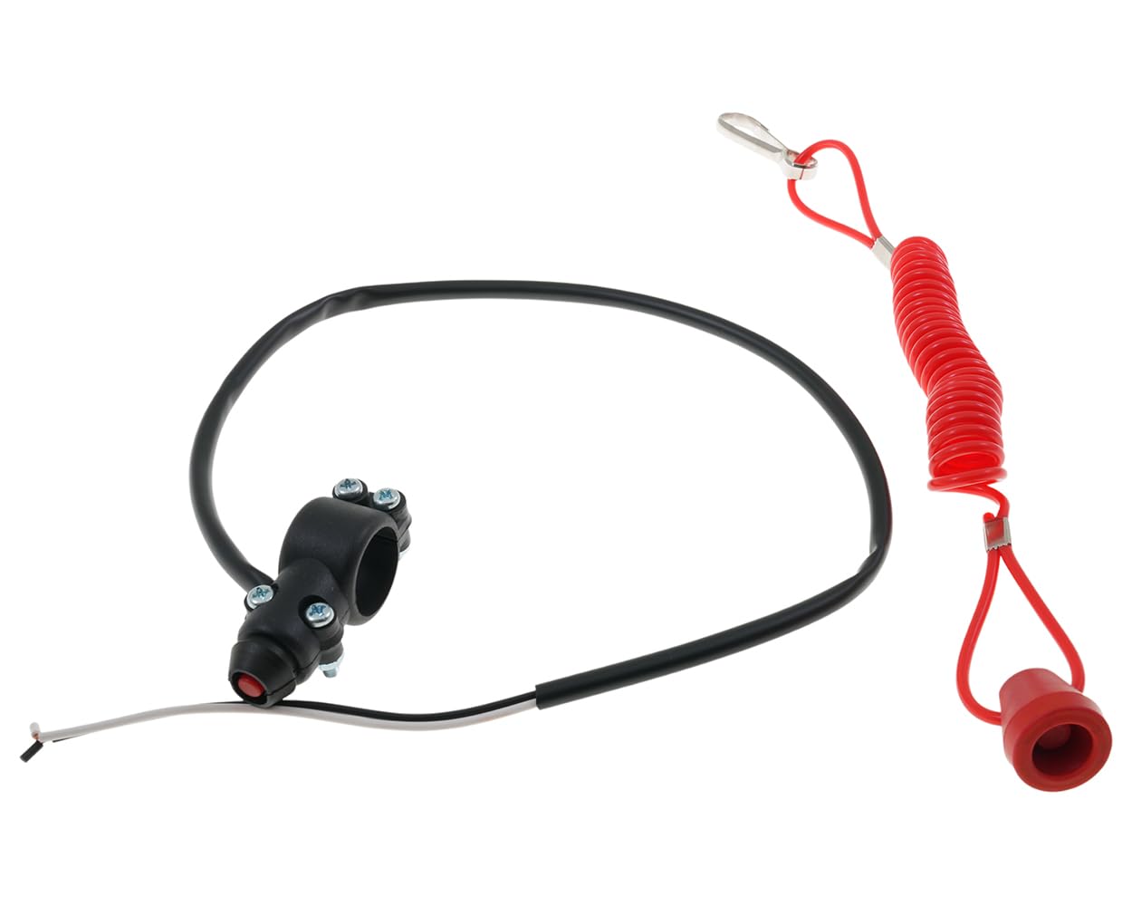 Zündunterbrecher Killswitch Racing rot (Öffner) mit Lenkerklemme Notaus, Reißleine universal Roller, Motorrad, Quad, Enduro, Jetski