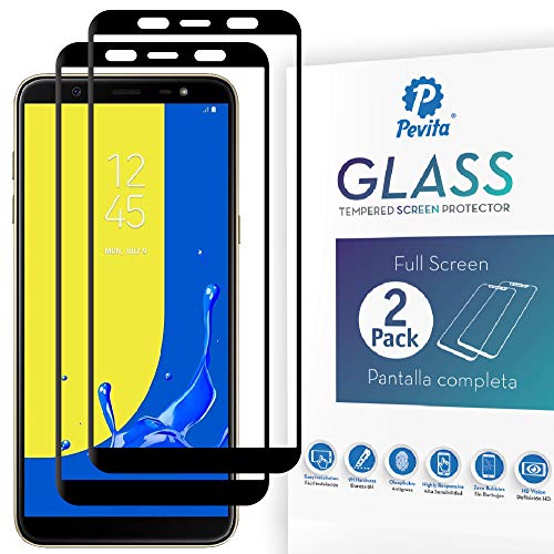Pevita Protector de Pantalla Samsung Galaxy J8 (2018). [2 Packs]. Dureza 9H, Sin Burbujas, Fácil Instalación. Protector de Pantalla de Cristal Templado Premium para Samsung Galaxy J8 (2018)