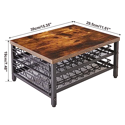 IBUYKE-2-Tier-Coffee-Pod-Drawer-Holder-for-Nespresso-Capsule-Pods-Storage-Organizer-Compact-Under-Coffee-Pot-Storage-Drawer-Slim-Home-Kitchen-Counter-Organizer-TCJ102H-Rustic-Brown IBUYKE 2 Tier Coffee Pod Drawer Holder for Nespresso Capsule Pods Storage Organizer Compact Under Coffee Pot Storage Drawer Slim Home Kitchen Counter Organizer TCJ102H Rustic Brown