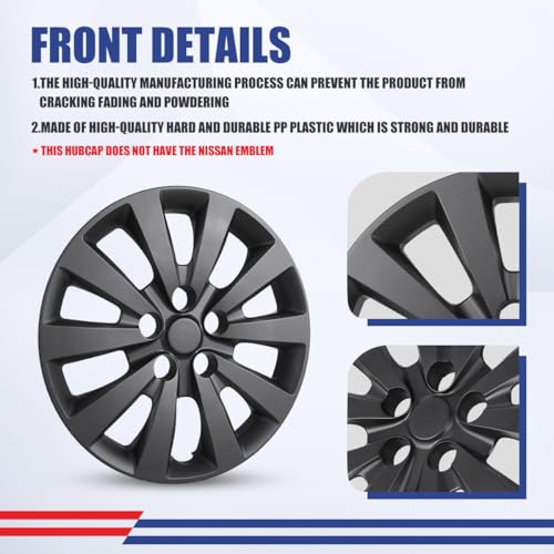 Image of Winjet Hubcaps 16 Inch Wheel Covers for Nissan Sentra 2013-2019 [ 2013 2014 2015 2016 2017 2018 2019 Nissan Sentra] & [2011-2017 Nissan Leaf] Wheel Rim Covers (16 Inch Set of 4, Black Matte)